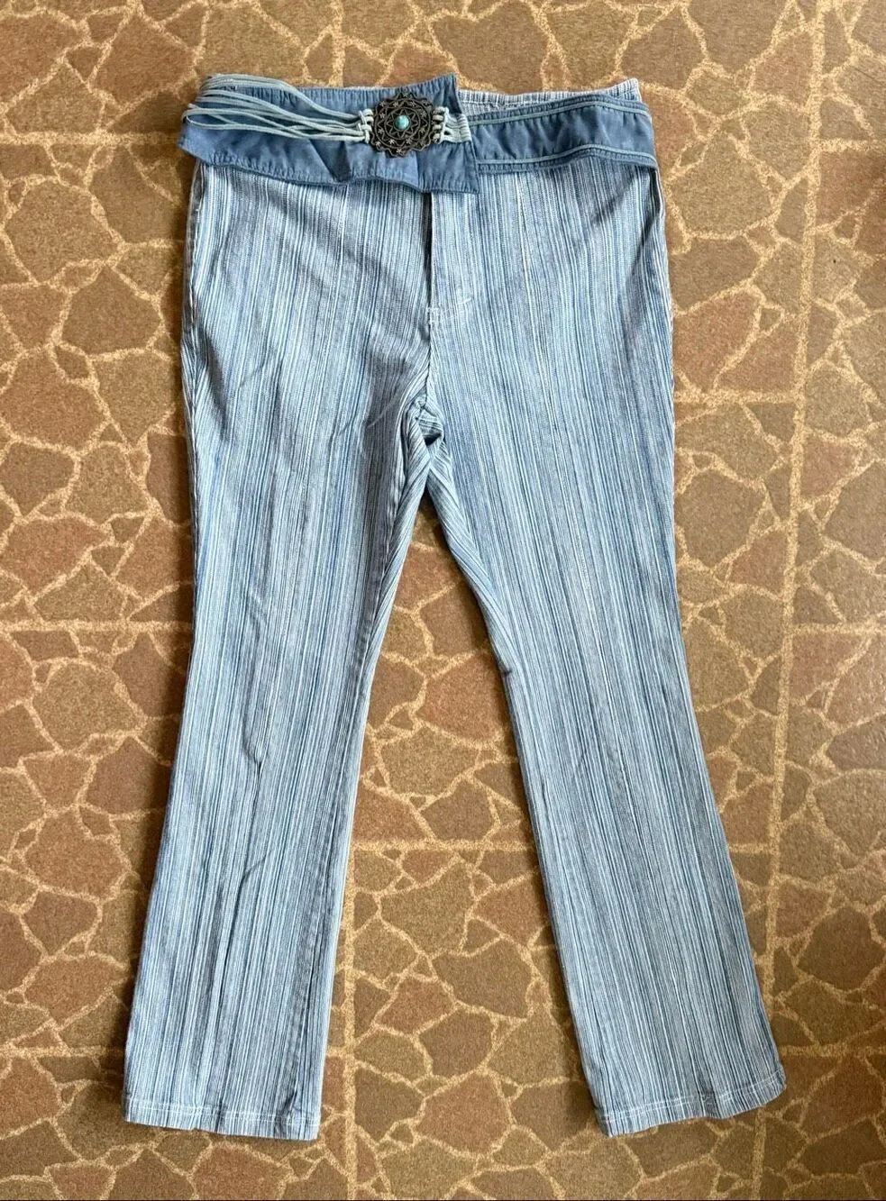 Vintage Revolt Jeans 90s Y2K No Back Pockets Sz 12 Pinstripe
